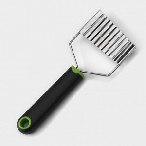 Нож для фигурной нарезки Доляна Lime, 20 см, нержавеющая сталь, цвет чёрно-зеленый