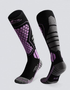 Спортивные компрессионные носки для лыж и сноуборда Golovejoy DWZ04 с мерино. 35-39. Фиолетовые