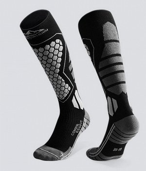 Спортивные компрессионные носки для лыж и сноуборда Golovejoy DWZ04 с мерино. Чёрный (35-39)