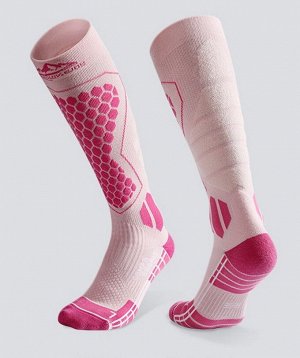Спортивные компрессионные носки для лыж и сноуборда Golovejoy DWZ04 с мерино. 35-39. Розовый