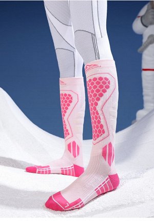 Спортивные компрессионные носки для лыж и сноуборда Golovejoy DWZ04 с мерино. 35-39. Розовый