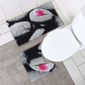 Набор ковриков для ванной и туалета Доляна «Камни», 2 шт: 40?45, 45?75 см