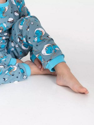 Пижама детская теплая с начесом длинный рукав хлопок КосмоДино