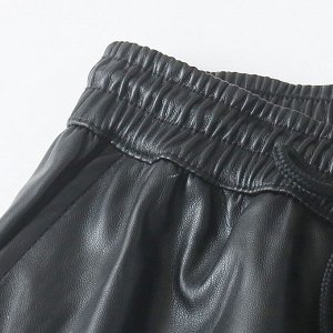 Женские брюки-джоггеры из экокожи