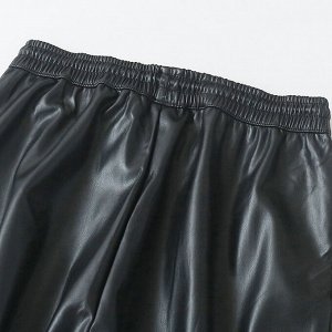 Женские брюки-джоггеры из экокожи