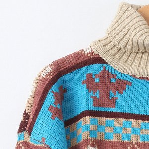 Женский свитер с орнаментом и высоким горлом