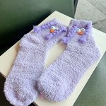 Флисовые женские однотонные носки &quot;Мордашка с косичками&quot;