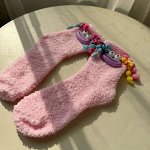 Флисовые женские однотонные носки с мордочкой