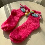 Флисовые женские однотонные носки с мордочкой