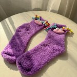 Флисовые женские однотонные носки с мордочкой