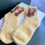 Флисовые женские однотонные носки &quot;Мордашка с косичками&quot;