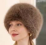 Теплая меховая шапка, коричневый