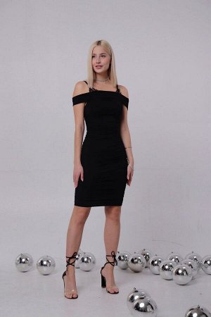 Martichelli Платье вечернее чёрное с вырезом &quot;кармен&quot;