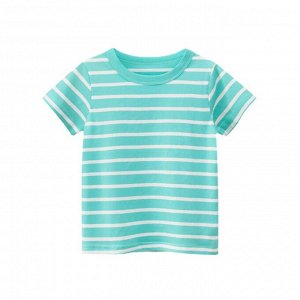 Детская футболка в полоску, цвет белый/голубой