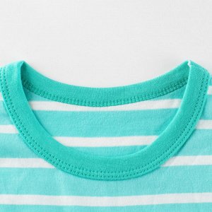 Детская футболка в полоску, цвет белый/голубой