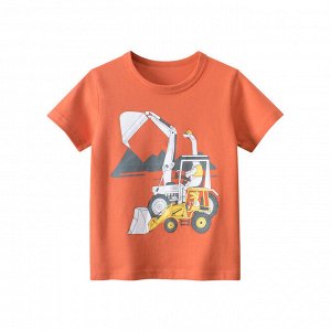 Детская футболка с машинами, цвет оранжевый