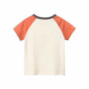 Детская футболка с собакой, цвет бежевый/оранжевый
