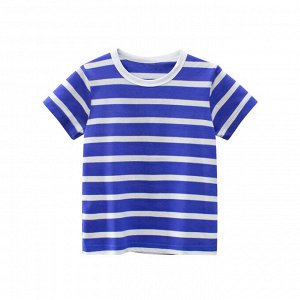 Детская футболка в полоску, цвет синий/белый