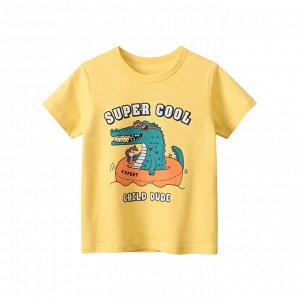 Детская футболка с крокодилом в круге, цвет желтый