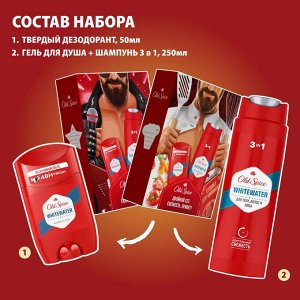 Олд Спайс Подарочный набор Дезодорант-стик + Гель для душа 3 в 1, Old Spice Whitewater, 50 мл + 250 мл