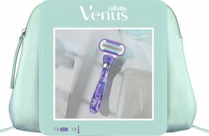 Джиллет Подарочный Набор Бритва с 1 сменной кассетой + косметичка, Gillette Venus Swirl