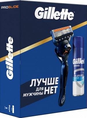 Gillett Подарочный набор  Бритва + 1 сменная кассета + Гель для бритья Масло какао e Fusion Proglide FlexBall 200 мл Джилетт