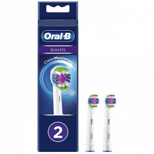 Орал Би Сменные насадки для электрических зубных щеток, Oral-B EB18pRB-2 3D White, 2 шт в уп
