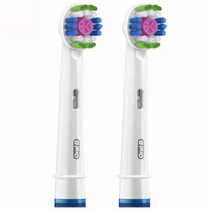 Орал Би Сменные насадки для электрических зубных щеток, Oral-B EB18pRB-2 3D White, 2 шт в уп