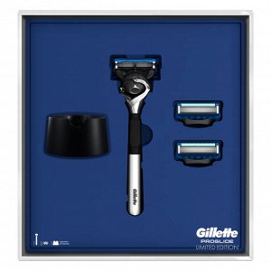 Джилетт Подарочный набор  Бритва с 2 сменными кассетами + подставка e Fusion Proglide Gillett