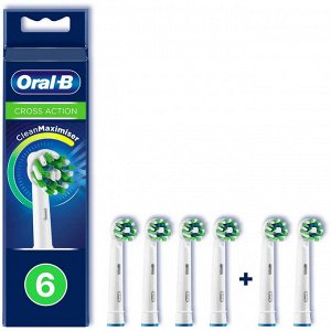 Орал Би Сменные насадки для электрической зубной щетки, Oral-B Cross Action Clean Maximiser White, 6 шт в уп