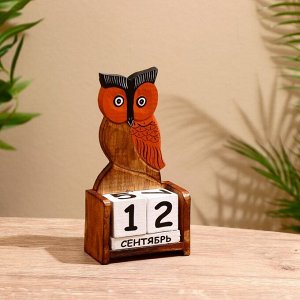 Вечный календарь настольный «Сова», 10.5x5x19 см, дерево