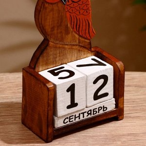 Вечный календарь настольный «Сова», 10.5x5x19 см, дерево