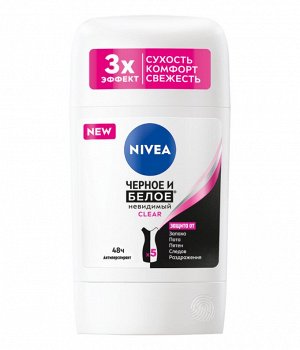 Нивея стик жен Clear Черное и Белое Невидимый 50мл Nivea