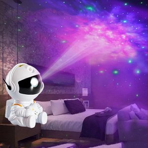 Проектор звездного неба Goodly Starry Sky Projector Космонавт, ночник детский для сна, настольный светильник, светодиодный, лазерный режим, несколько проекций, пульт управления, белый