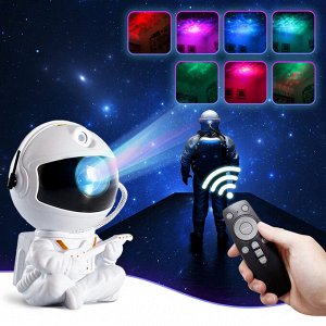 Проектор звездного неба Goodly Starry Sky Projector Космонавт, ночник детский для сна, настольный светильник, светодиодный, лазерный режим, несколько проекций, пульт управления, белый