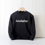 Однотонный утепленный свитшот для мальчиков, с декоративной надписью &quot;AOWKULAE&quot;