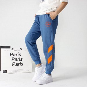 Однотонные спортивные брюки для мальчиков, с контрастными  вставками по бокам брючин