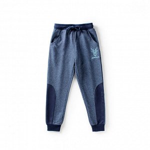 Однотонные спортивные брюки для мальчиков, с  вставками на голени и принтом "Геометрический олень"