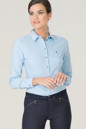 Рубашка 69% хлопок, 28% полиэстер, 3% эластан голубой, белый
