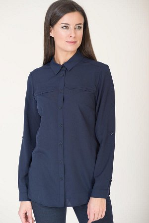 Блуза 100% полиэстер темно-синий