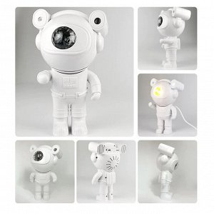 Проектор звездного неба Astronaut Projector Light Starry Sky Космонавт, ночник детский для сна, настольный светильник, светодиодный, лазерный режим, несколько проекций, пульт управления, белый