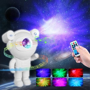 Проектор звездного неба Astronaut Projector Light Starry Sky Космонавт, ночник детский для сна, настольный светильник, светодиодный, лазерный режим, несколько проекций, пульт управления, белый