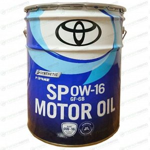 Масло моторное Toyota Motor Oil 0w16, синтетическое, API SP, ILSAC GF-6B, для бензинового двигателя, 20л, арт. 08880-13103