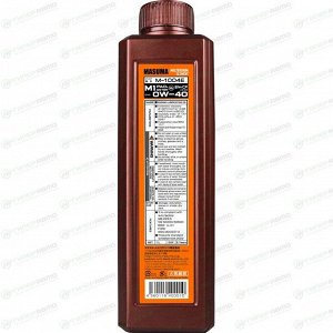 Масло моторное Masuma Motor Oil M1 0w40, синтетическое, API SN+/CF, ACEA A3/B4, универсальное, 1л, арт. M-1004E