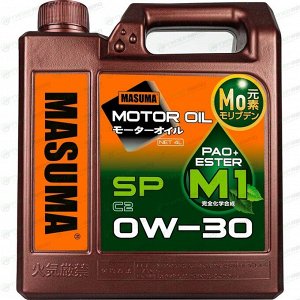 Масло моторное Masuma Motor Oil M1 0w30, синтетическое, API SP, ACEA C2, универсальное, 4л, арт. M-1009E