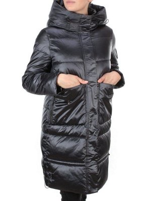 9106 BLACK Пальто зимнее женское  FLOWEROVE (200 гр. холлофайбера)