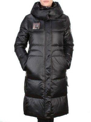 9110 BLACK Пальто зимнее женское FLOWERROVE (200 гр. холлофайбера)