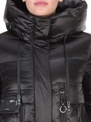 6809 BLACK Пальто зимнее женское KARERSITER (200 гр. холлофайбер)