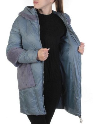 9189 GRAY/BLUE Пальто женское демисезонное (100 гр. синтепон)