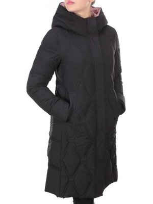 2158 BLACK Пальто зимнее облегченное  женское YINGPENG (150 гр. холлофайбер)